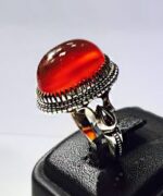 انگشتر عقیق سرخ یمنی طوقدار با پایه فدیوم استاد کاوه کد A-53