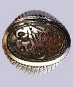 انگشتر کلکسیونی اسفندیار خسروی با نگین جزع کهنه خطی بسیار زیبا کد EGR-15