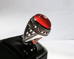 انگشتر عقیق سرخ یمنی کهنه پایه فدیوم مدل تمام شبکه کد A-102 - تصویر 4