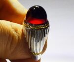 انگشتر عقیق سرخ یمنی کهنه پایه فدیوم مدل صفویه با مهر تهران رسول کد  A-150 - تصویر 3