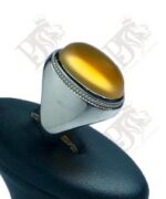 انگشتر عقیق زرد یمنی کهنه پایه فدیوم مدل فیلی اثر استاد مهرداد غلامرضا کد A-181 - تصویر 3