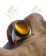انگشتر عقیق زرد یمنی کهنه پایه فدیوم مدل فیلی اثر استاد مهرداد غلامرضا کد A-181 - تصویر 5