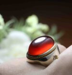 انگشتر عقیق سرخ یمنی کهنه پایه فدیوم مدل فیلی کد A-238 - تصویر 4
