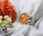 انگشتر عقیق زرد یمنی کهنه پایه فدیوم مدل پولکی کد A-274 - تصویر 4