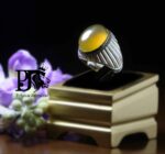 انگشتر عقیق جز یمنی کهنه تراشدار قطعی پایه فدیوم مدل شیاری کد A-279 - تصویر 2