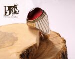 انکشتر عقیق سرخ یمنی سوپر استثنایی پایه فدیوم مدل شیاری با مهر تهران رسول کد A-349 - تصویر 2