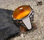 انگشتر عقیق زرد یمنی کهنه کد A-360 - تصویر 3