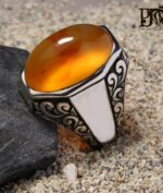 انگشتر عقیق زرد یمنی کهنه کد A-360 - تصویر 2