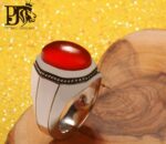 انگشتر عقیق سرخ یمنی تراشدار قطعی پایه نقره دست ساز مدل ۸ ضلعی  کد A-368 - تصویر 4
