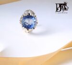 انگشتر بلو توپاز حکاکی زیبای الله پایه فدیوم اثری خاص از استاد مهرداد غلامرضا  کد EGR-89 - تصویر 5
