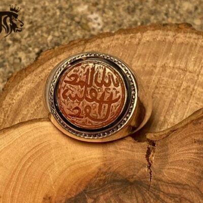 انگشتر عقیق یمنی خطی کهنه ذکر زیبای عفا الله اما سلف پایه فدیوم مدل فیلی اثر استاد مهرداد غلامرضا