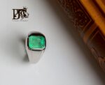انگشتر زمرد کلمبیایی ۴.۵قیراط با گرید AA و پایه تمام طلا سفید دستساز  کد PJ-44 - تصویر 3