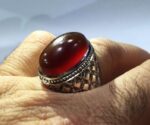 انگشتر عقیق سرخ یمنی کهنه پایه فدیوم مدل حصیری رولکسی کد A-596 - تصویر 4