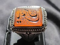 انگشتر عقیق خطی با ذکر یا عباس قدیمی دست ساز