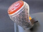 انگشتر نگین عقیق خطی بسیار زیبا و ممتاز  کد EGR-227 - تصویر 4