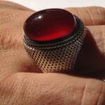 انگشتر عقیق سرخ یمنی کهنه پایه فدیوم مدل حصیری  کد A-547 - تصویر 3