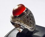 انگشتر عقیق سرخ یمنی کهنه پایه فدیوم مدل رولکسی حصیری کد A-583 - تصویر 2