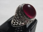 انگشتر عقیق سرخ یمنی دست ساز اثر استاد کریمی با رکاب تمام  شبکه کد A-527 - تصویر 4
