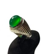 انگشتر عقيق سبز با نقره کاری خاص کد A-1016