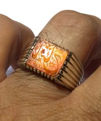 انگشتر عقيق خطی كهنه قاجاری