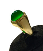 انگشتر عقيق سبز كهنه طوق دار کد A-925 - تصویر 3