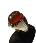 انگشتر عقیق سرخ یمنی ( تراشدار قطعی ) پایه فدیوم دست ساز کد A-980
