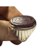 انگشتر خطی عقیق سرخ ذكر زیبای ماشاء الله صغیر و توکلت علی الله  کد EGR- 286 - تصویر 2