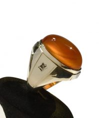 aghigh990-2 انگشتر عقيق پرتقالي كهنه درشت بينهايت ابدار کد A-1028 - تصویر 1