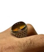 انگشتر عقیق زرد یمنی کهنه بسیار خاص و استثنایی کد A-1029