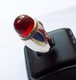انگشتر عقیق سرخ یمنی کهنه پایه فدیوم مدل فیلی با مهر تهران محک کد A- 576
