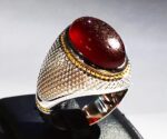 انگشتر عقیق سرخ یمنی کهنه تراشدار قطعی کد A-625 - تصویر 2