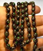 تسبيح يسر حجاز كهنه طلا كوب مزين به زمردهاي كلمبيايي  اثر استاد محمد کاردی ( تبريز) کد tasbih-6