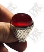 انگشتر عقيق سرخ طبيعي طوق دار رگه دار کد A-1129