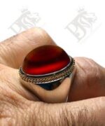 انگشتر عقیق سرخ سه پوست یمنی   کد A-1146
