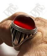 انگشتر عقیق سرخ ناب یمنی کهنه پایه دست ساز
