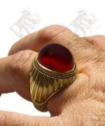 انگشتر عقیق سرخ یمنی با پايه تمام طلا مدل شياری کد A-1157