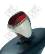 انگشتر عقیق سرخ یمنی پایه نقره مدل عرب استاد حاج حسين جدي کد A-1165 - تصویر 2