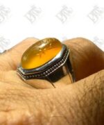 عقيق زرد يمني كهنه با ذكر كهنه و متن زيباي الملك لله کد EGR-302