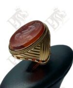 انگشتر عقیق یمنی با حکاکی کهنه 2500 ساله کد EGR-314 - تصویر 3
