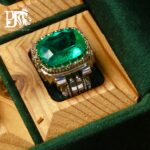 انگشتر جواهر نفیس مدل سوپر رولکسی با زمرد کلمبیایی